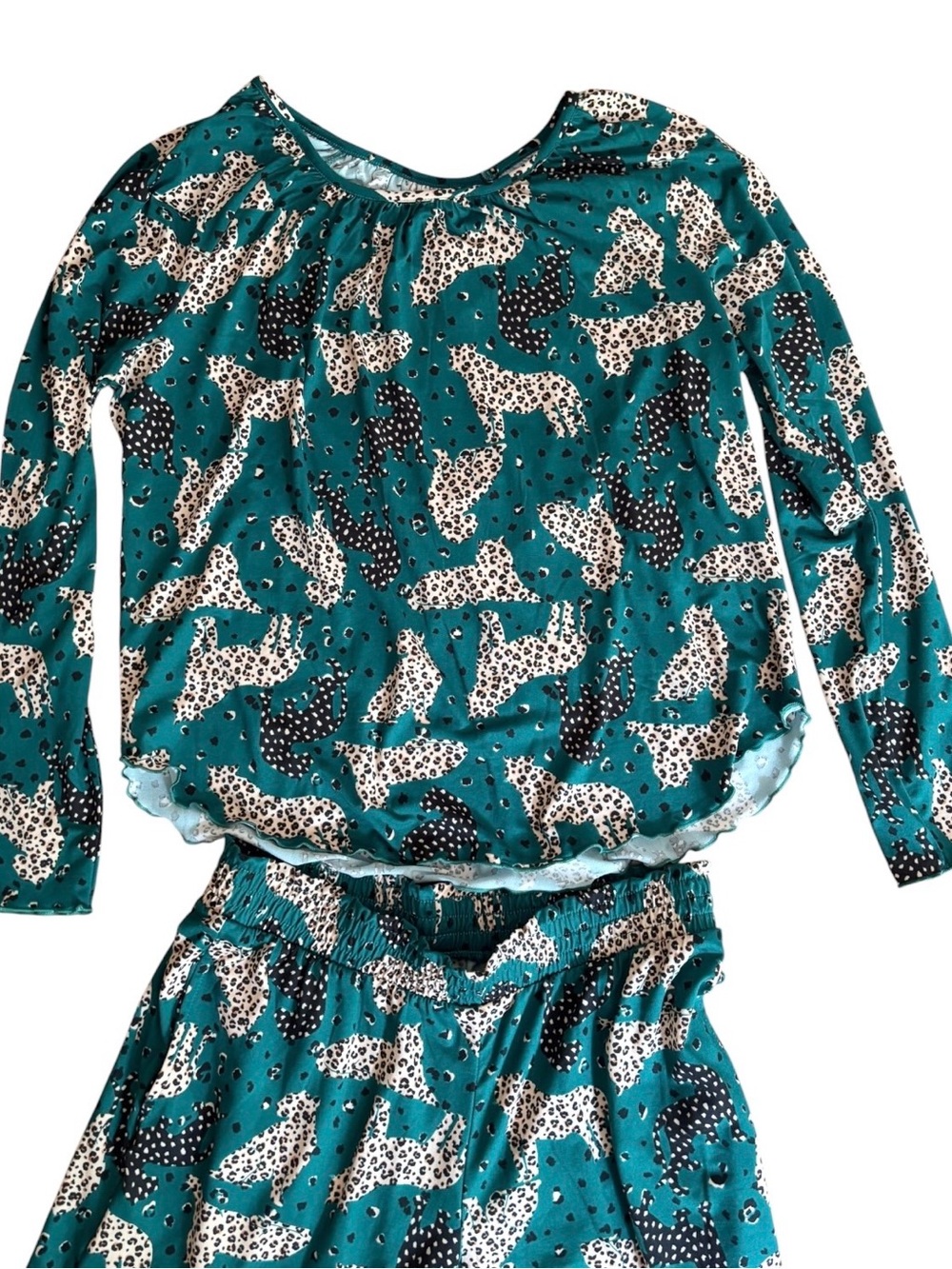 Comfort Code by Cuddl Duds Leopard Print 2-Piece Pajama Lounge Set S Coastal - Picture 3 of 15